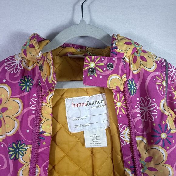 Hanna Andersson Pink Floral Hooded Lined Zipper Baby Snowsuit Size 60 US 3-6 M - Picture 5 of 10